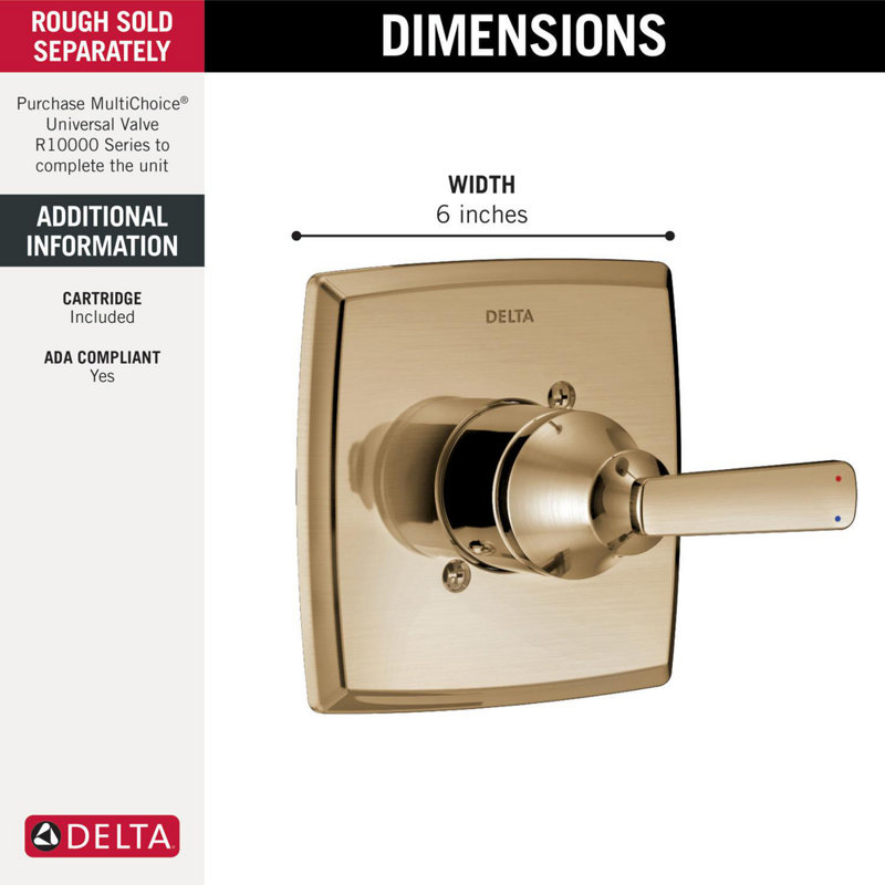 Garniture de robinet de douche à pression équilibrée Ashlyn, Bronze champagne