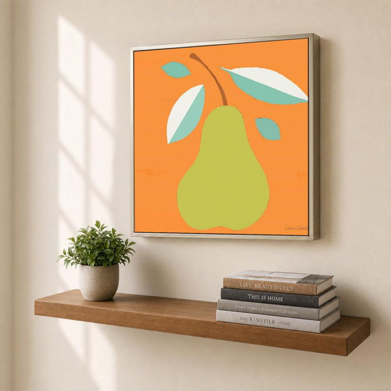 Bright Pear par Sundance Graphics - Graphisme sur toile, H 36 po x l 36 po, Cadre plat flottant, Champagne