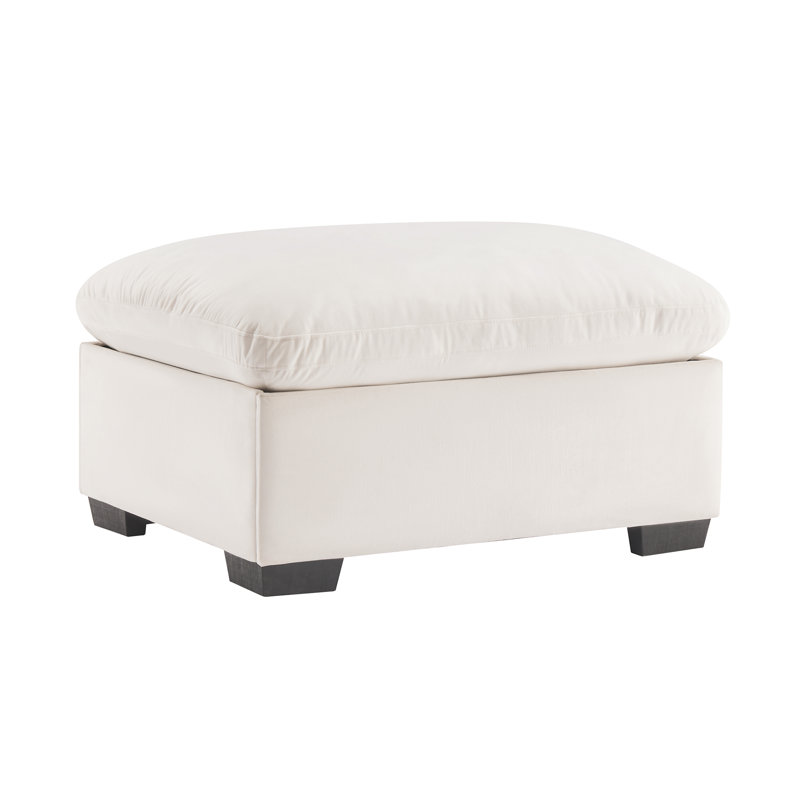 Repose-pieds rembourré en velours 37,8 po avec rangement, Blanc