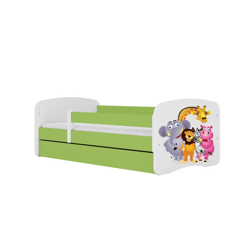 Cicero Drawer Convertible Bed and Mattress, Toddler (70 x 140 cm), Green/White