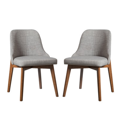 2 chaises de salle à manger gris clair avec pieds en bois massif noyer et dossier ergonomique incurvé