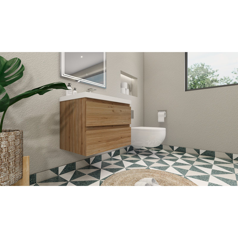 Ensemble de meuble-lavabo simple monté 30 po Cavaliere, Chêne naturel