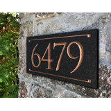 Black Granite Rectangle Trajan Engraved 1-Line Address Sign
