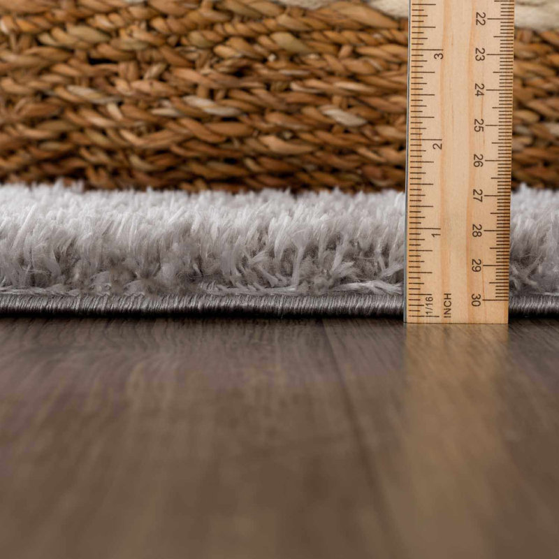 Tapis gris en polyester tissé à la main de couleur unie Francique, Rectangle 2 pi x 3 pi