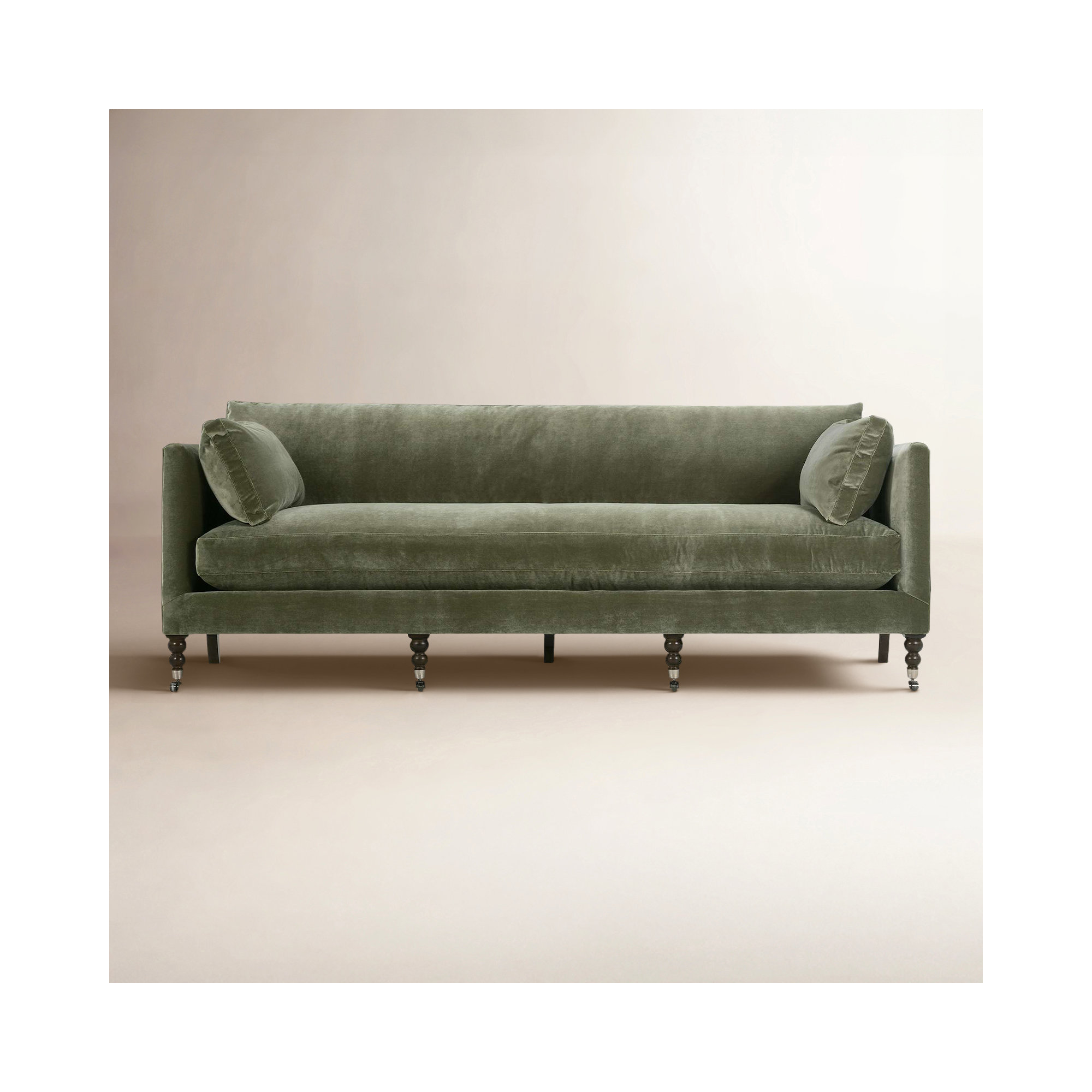 Madeline Sofa, Chocolate, Sage, 34"H x 90"W x 40"D