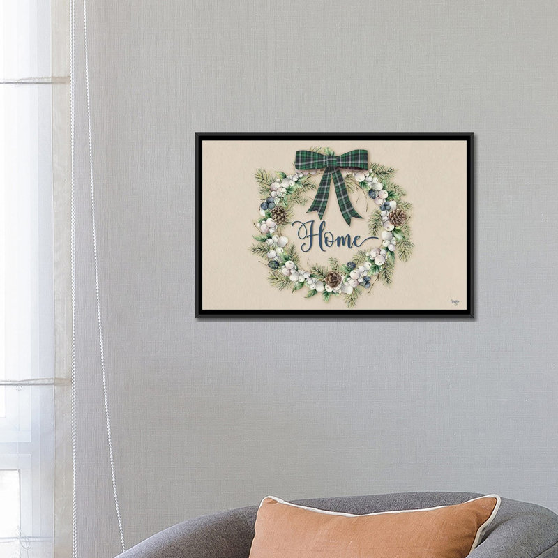 Winterberry Home Wreath - reproduction d'art murale - toile encadrée, H 18 po x l 26 po, Noir