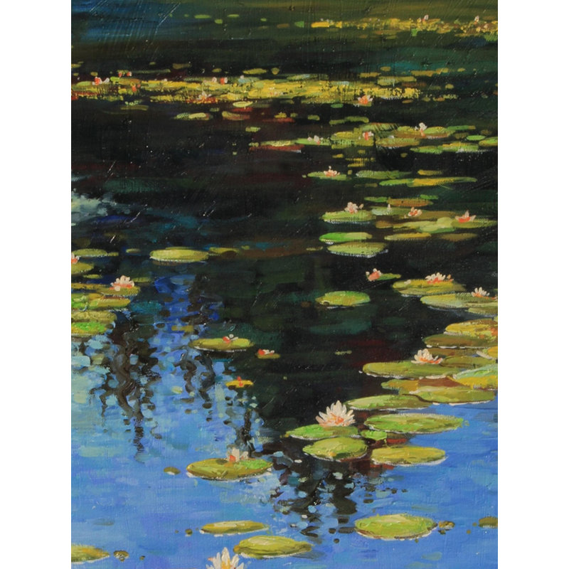 Étang calme de lotus | Huile sur toile pour décoration murale | Par Devraj