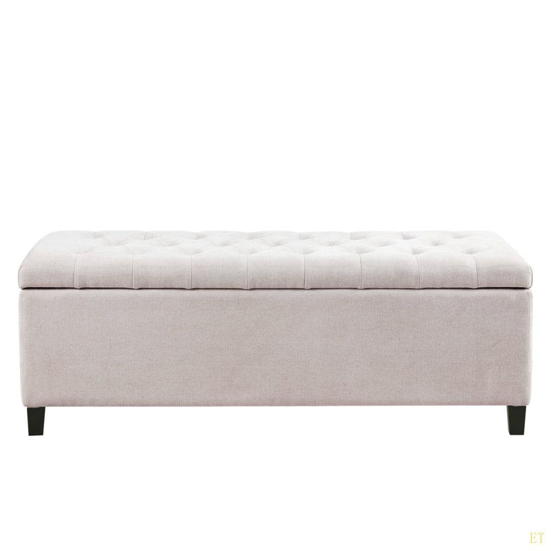 Banc de rangement capitonné à fermeture douce, Naturel