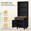 Armoire de rangement Farmhouse avec 4 pieds en bois massif, bibliothèque à 5 niveaux et tablettes réglables, garde-manger et meuble multimédia de salon, noir-1913436219