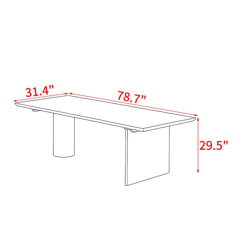 French style solid wood rectangular table, 29.5"H x 78.7"L x 31.4"W