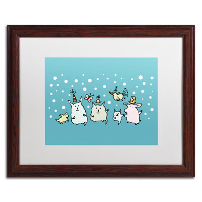 Hollander «Christmas Creatures in Blue» par Carla Martell, art encadré mat