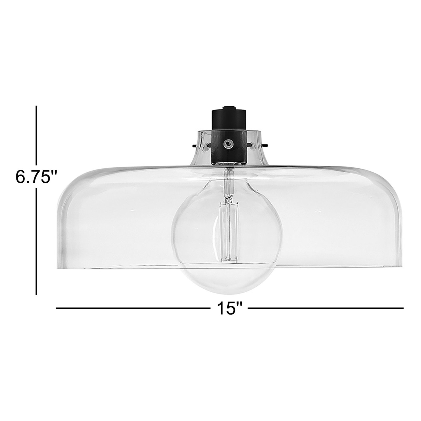 Villa Single Light Glass Steel Dimmable Pendant, Black