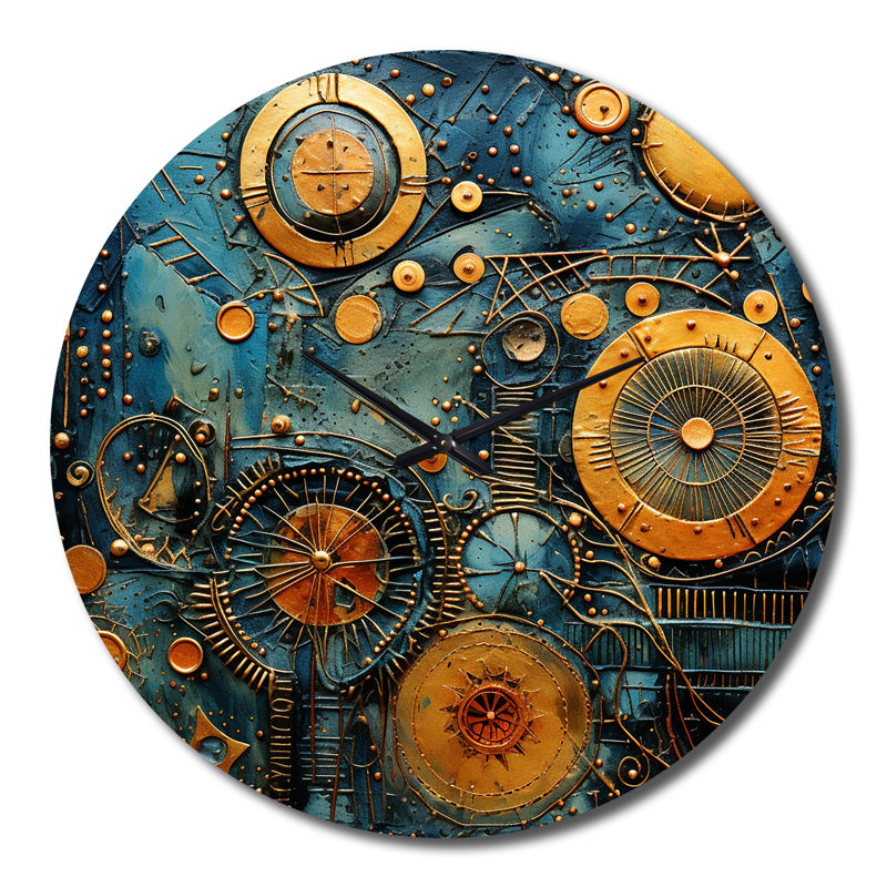Horloge murale antique avec boussole géométrique II, Très grand