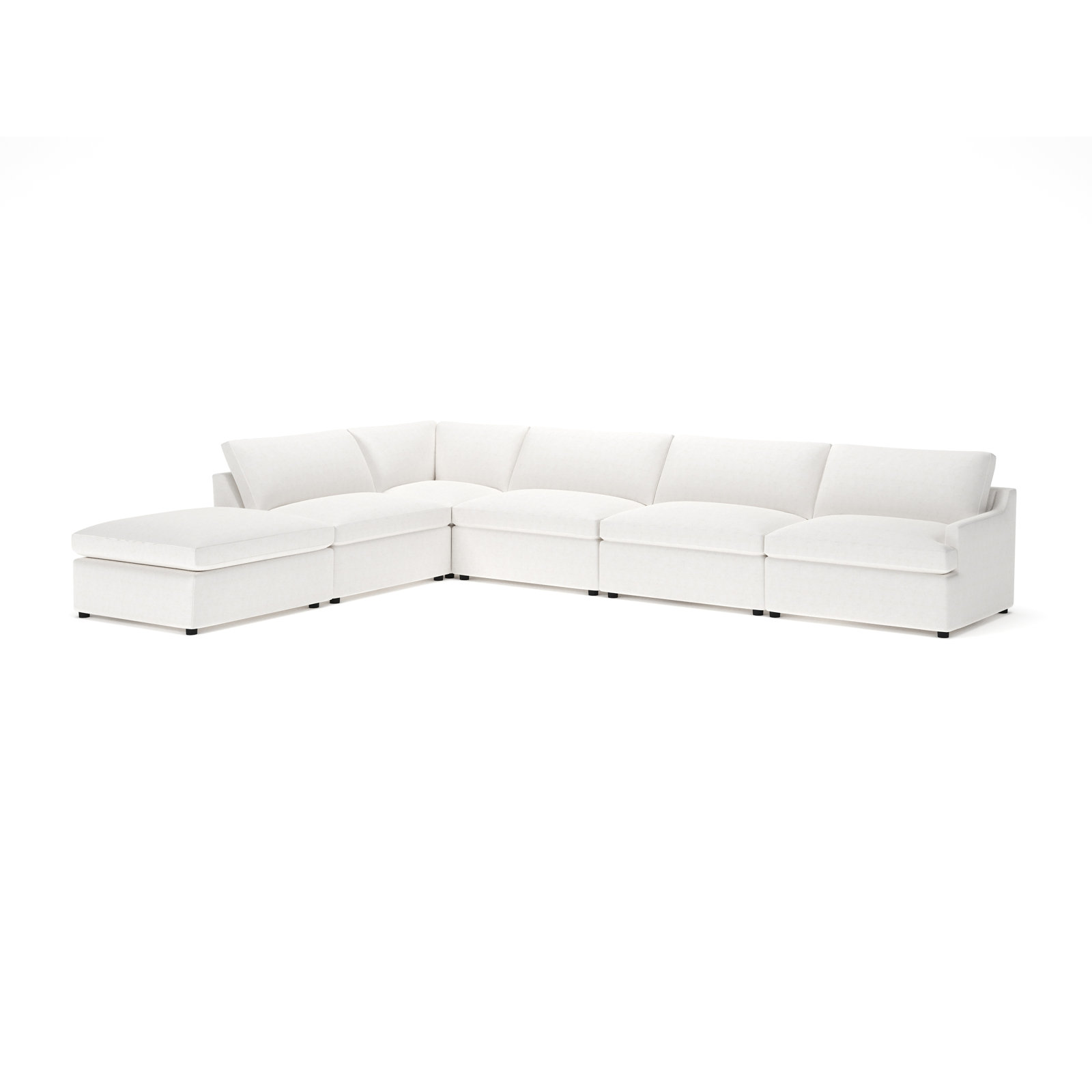 Essex Chaise Sectional, Left Hand Facing, Nomad Snow Crypton® Chenille