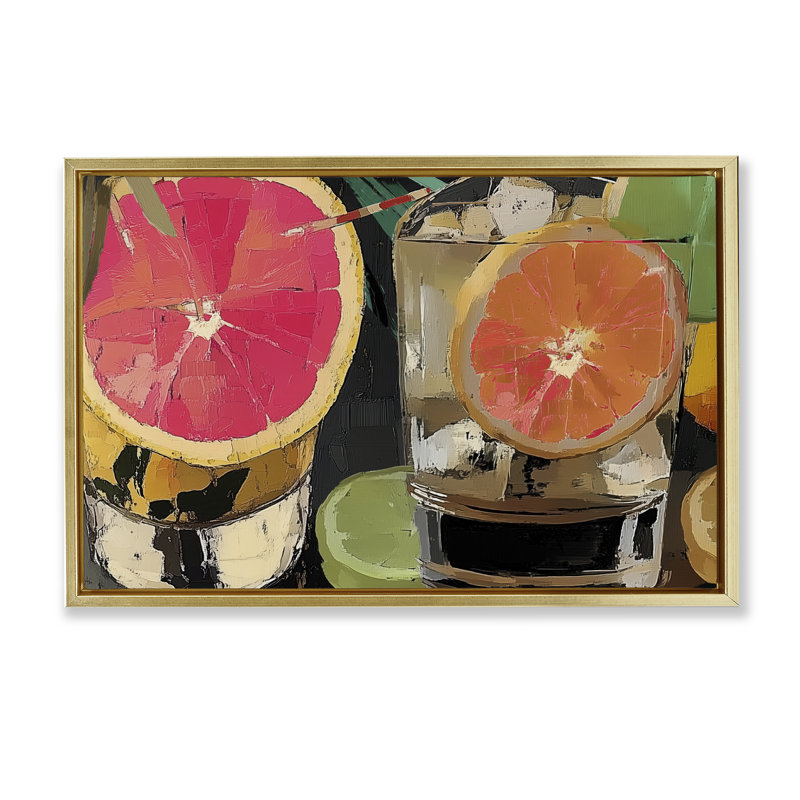 Cadre flottant Cocktail Hour avec tranches de fruits, design par Annabelle Hall, H 17 po x l 25 po