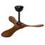 Ventilateur de plafond en bois massif 36 po, extérieur, 3 pales, sans lumière, noyer, pour porche de chambre à coucher pour patio, télécommande, résistant à l'eau