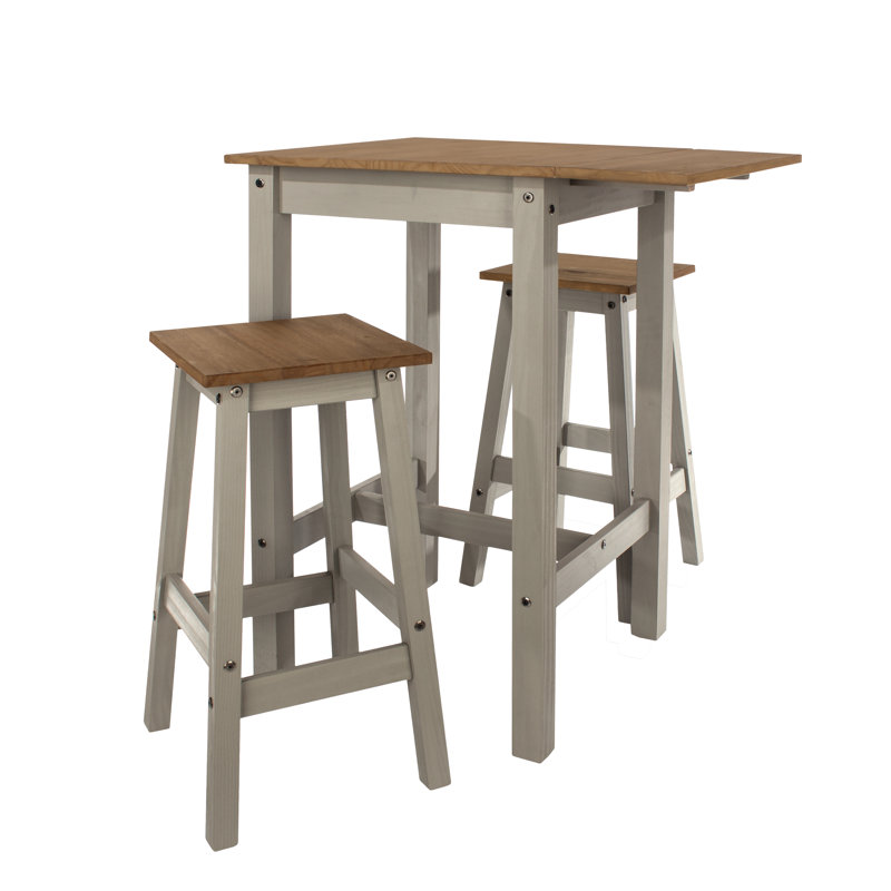 Lucian 2 - Person Tall Drop Leaf, Split Top Plank Design, High Dining Set