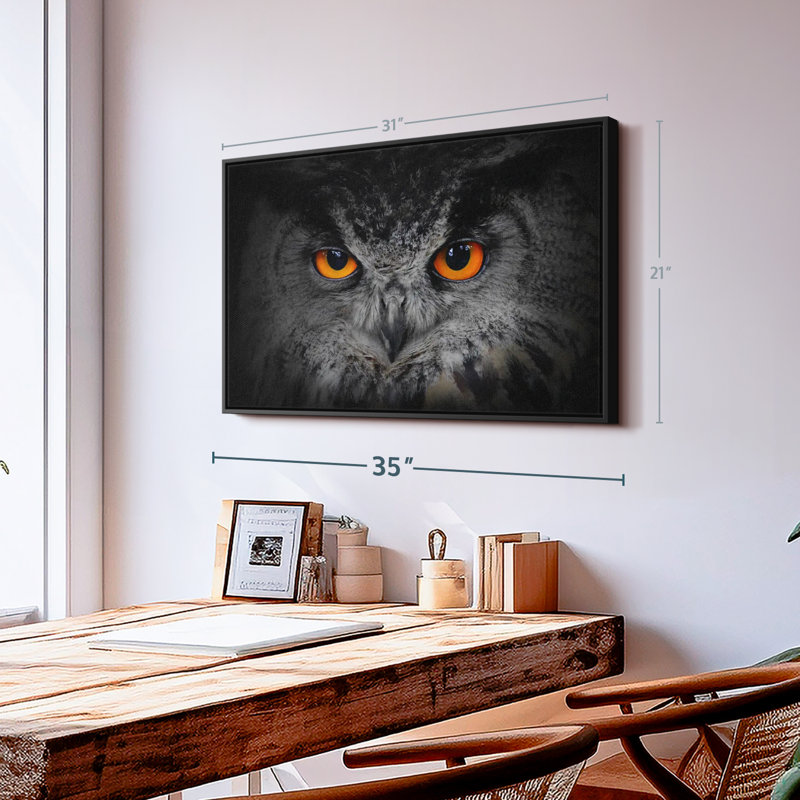 " Mesmerizing Gray Owl Canvas Print ", 21" H x 31" W