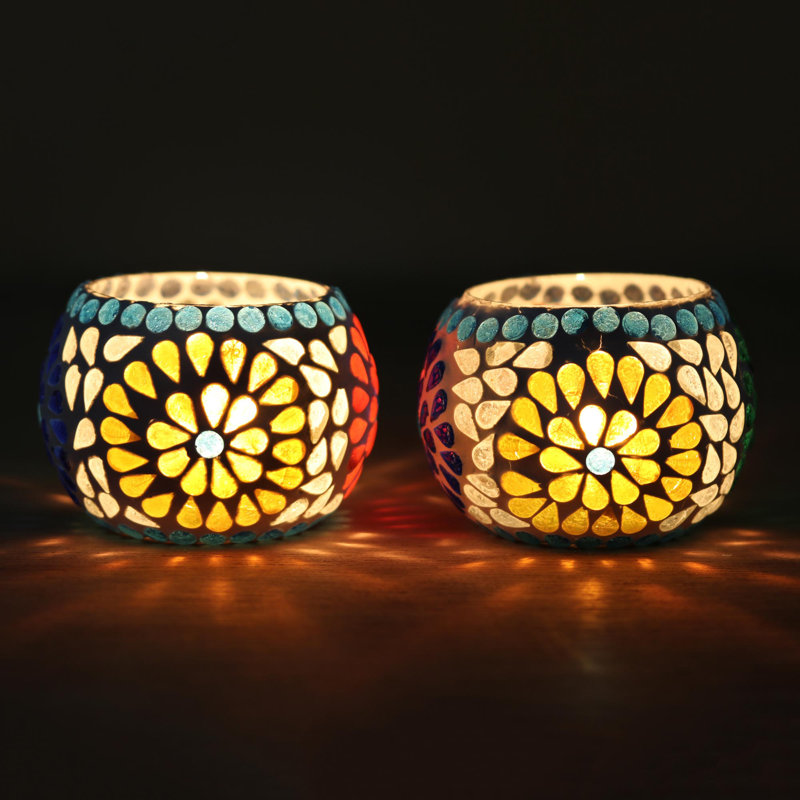Ensemble de 2 bougeoirs en verre