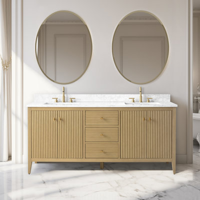 Laval 72" Double Sink Freestanding Bathroom Vanity with Engineered Marble Top