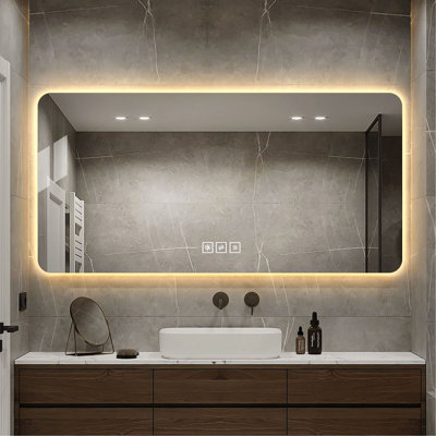 LED Bathroom Mirror, Corrosion-Resistant, Three-Colour Dimmable, Backlit Mirror With One-Touch Demist Function
