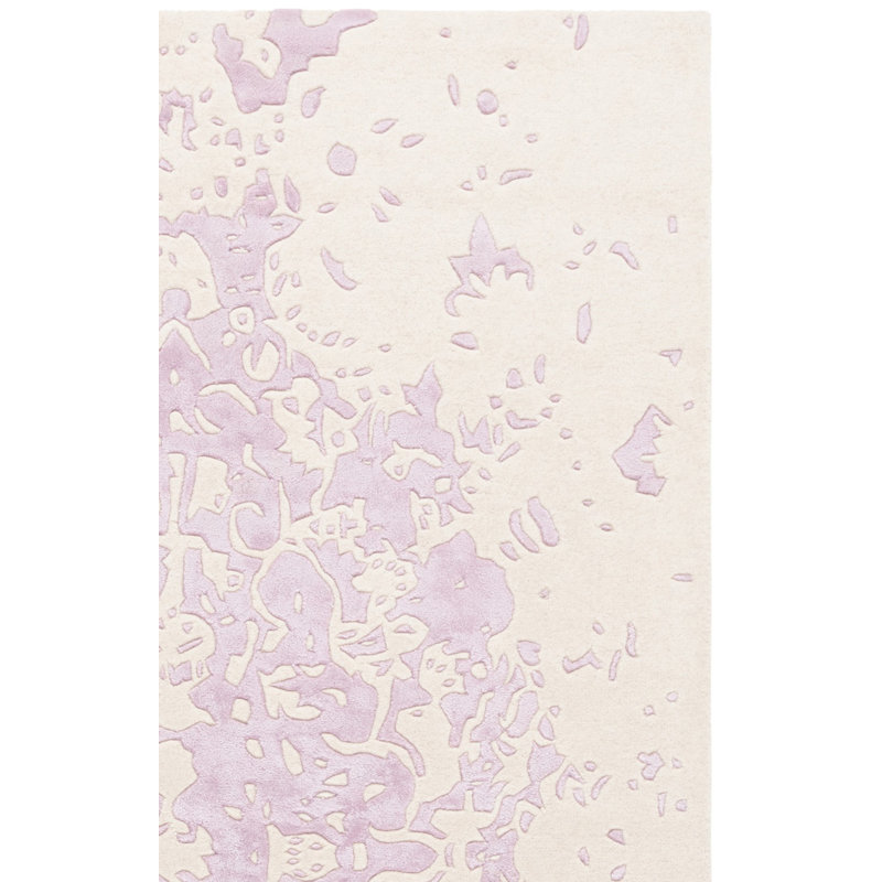 Laine touffetée à la main Fifth Avenue 751; Viscose Tapis abstrait en coton lavande / ivoire, Rectangle 8 pi x 10 pi