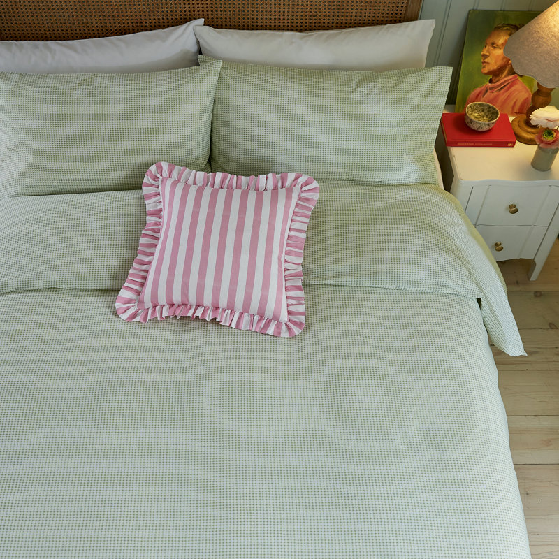 Gingham Print Cotton Duvet Cover Set, Single Duvet Cover + 1 Standard Pillowcase, Green