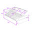 Grand lit plateforme avec espace de rangement hydraulique, éclairage DEL et tête de lit tapissier-129053120