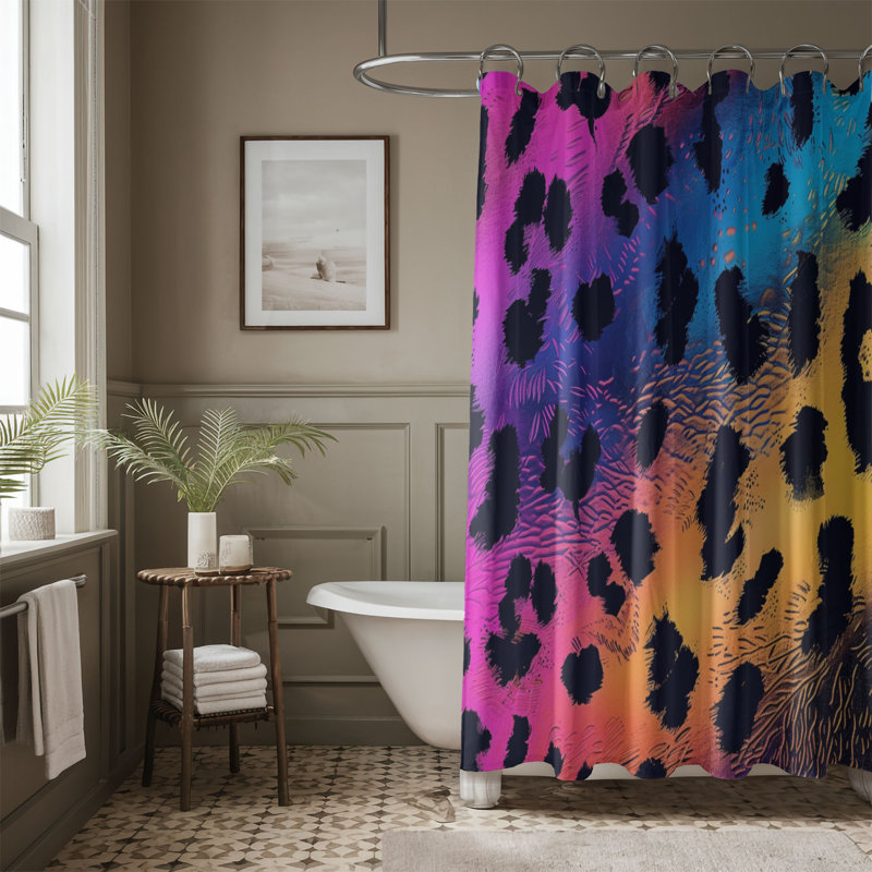 Rideau de douche 1 pièce Spectrum Leopard, H 74 po x l 71 po