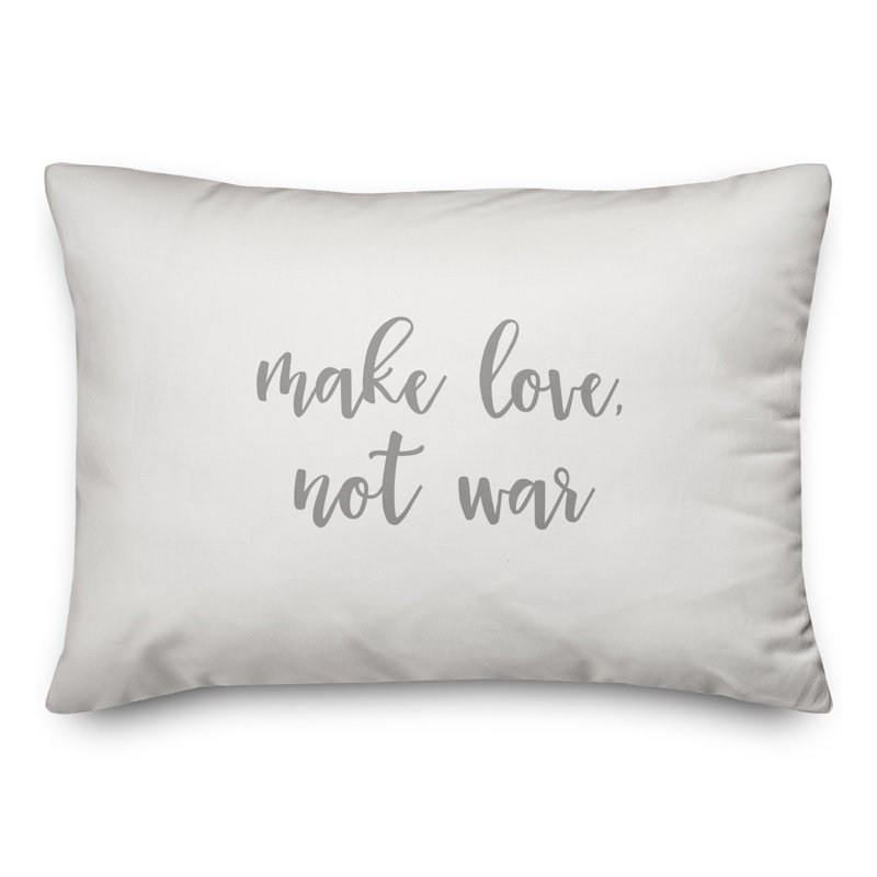  Coussin «Make Love Not War», Gris / blanc