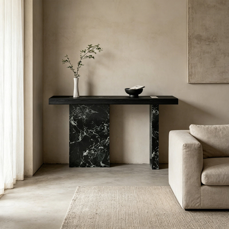 Table d'entrée moderne et luxueuse, H 33,46 po x l 39,37 po x P 15,75 po, Vert foncé