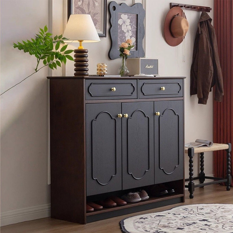 Large capacity floor standing shoe storage cabinet, 42.13" H x 47.24" W x 15.75" D