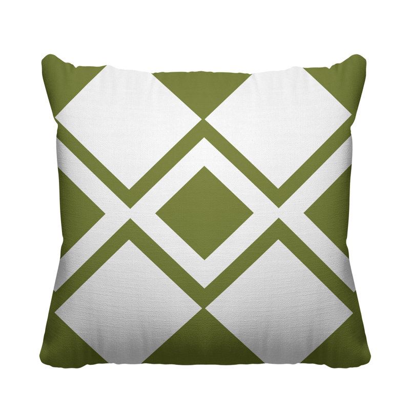 Coussin décoratif intérieur / extérieur Halsey Loop, L 15 po x H 15 po, Vert olive