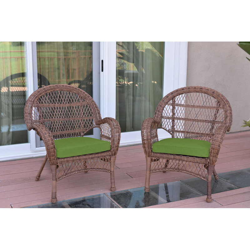 Maltby Wicker Outdoor Lounge Chair, Honey, Hunter Green