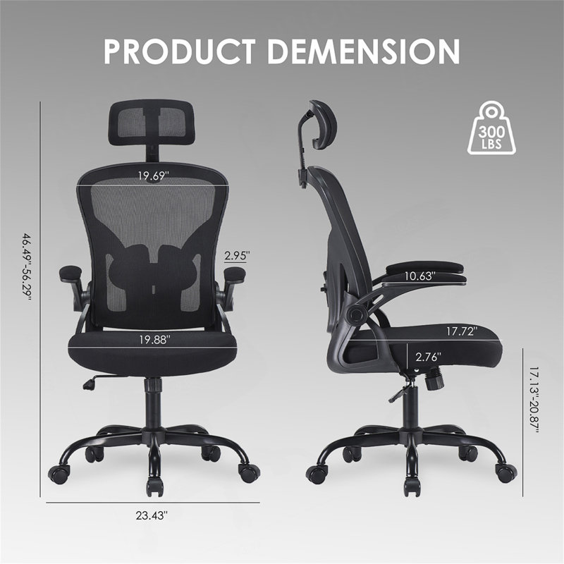 Ergonomic Office Chair, Home Office Desk Chair With Headrest, High Back Computer Chair With Armrests And Adjustable Lumbar Support For Home Office Study Room