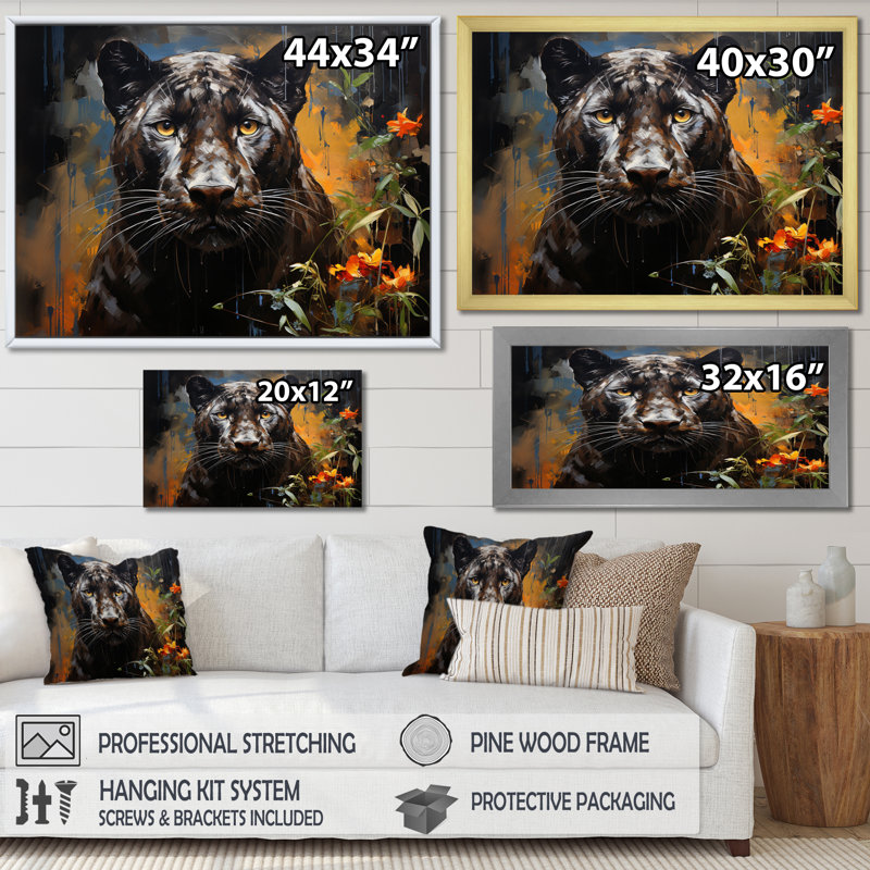 Black Panther Urban Wild Urban I - Animals Wall Art Prints, H 12 po x l 20 po x P 1 po, Cadre flottant noir