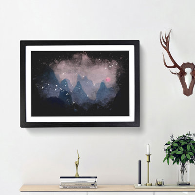Behind The Mountains In China Paint Splash - Framed Print