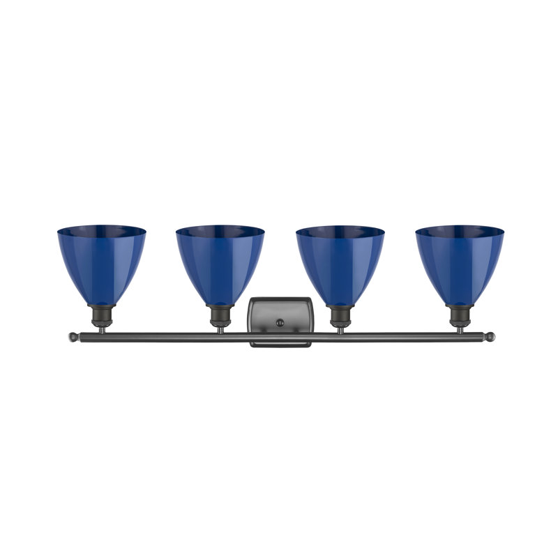 Éclairage pour meuble-lavabo à 4 lumières à intensité variable Amylee, Bleu, Bronze huilé