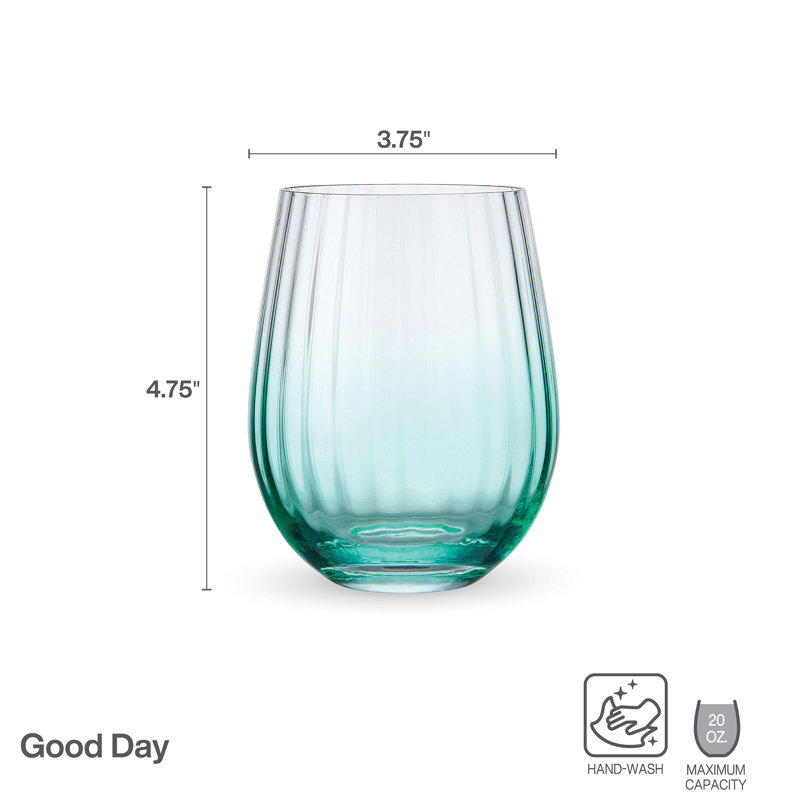 Verres à vin sans pied Darbie Angell Good Day, ensemble de 4, Bleu