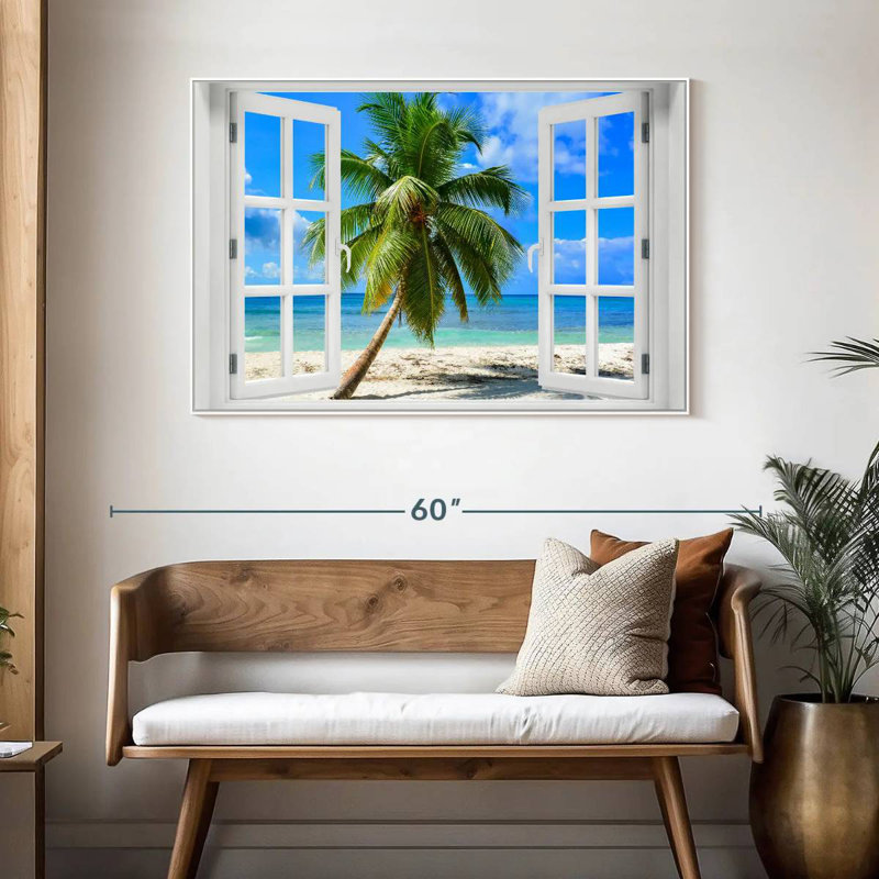 De la fenêtre à l'Axe des Fêtes, Cadre flottant blanc, 46 po x 31 po