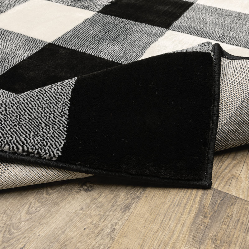 Tapis noir / ivoire Schoffer, Tapis de couloir 1 pi 10 po x 7 pi 6 po