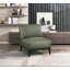 Chaise d'appoint rembourrée en cuir avec dossier vert et dossier en bois massif-1572801980