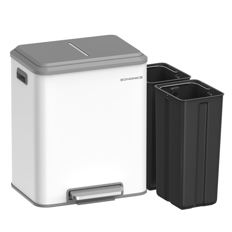 Asjah Metal Step On Kitchen Trash Can - 15L, White