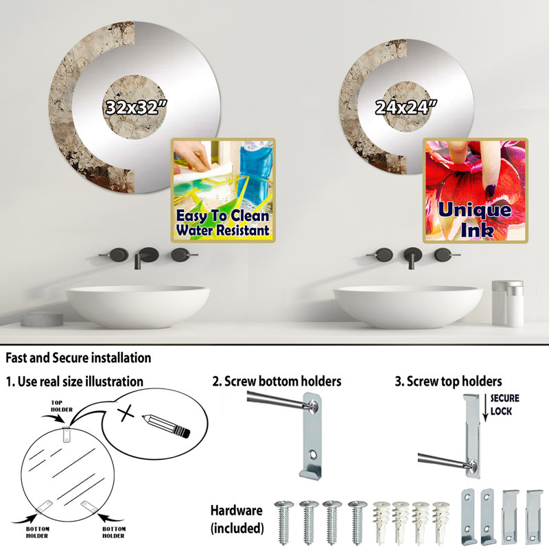 Shroyer - Half Circle Wall Mirror, 31,4 po x 31,4 po