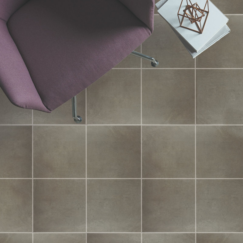 High Street Semi-Polished 12'' W x 12'' L Porcelain Concrete Look Singular Tile, Steel