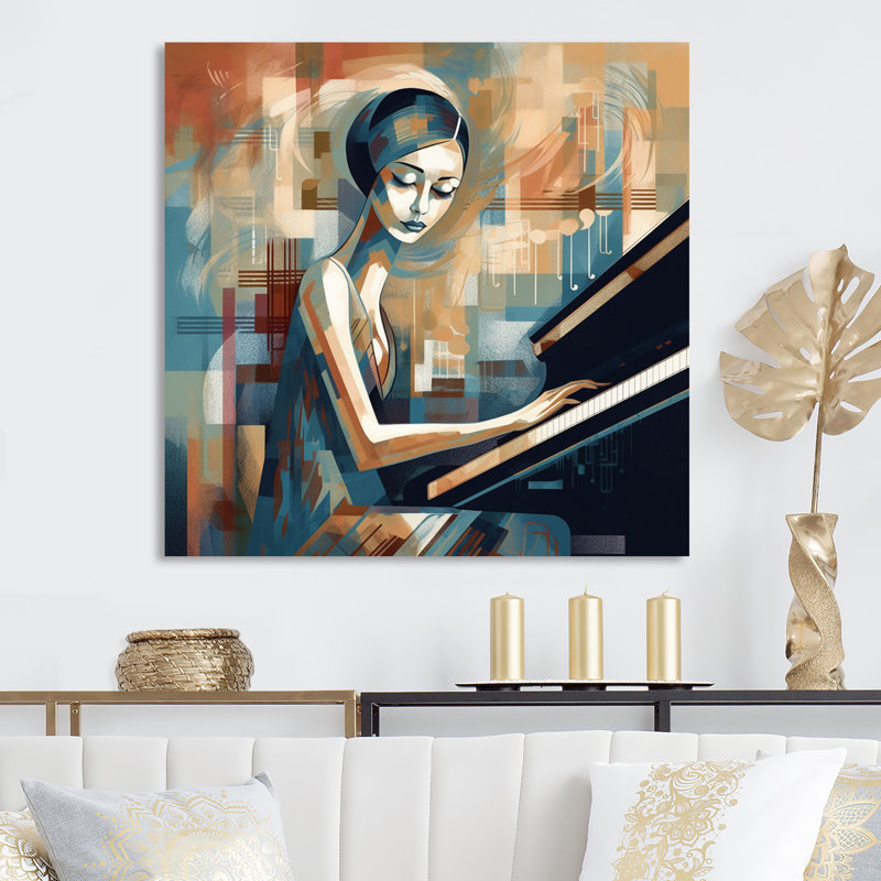 Classic Pianist féminin III, H 36 po x l 36 po x P 1,5 po, Toile tendue