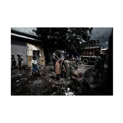 Bolog Joxe Inazio Kuesta Having A Shower In The Street Colcatta India Canvas Art