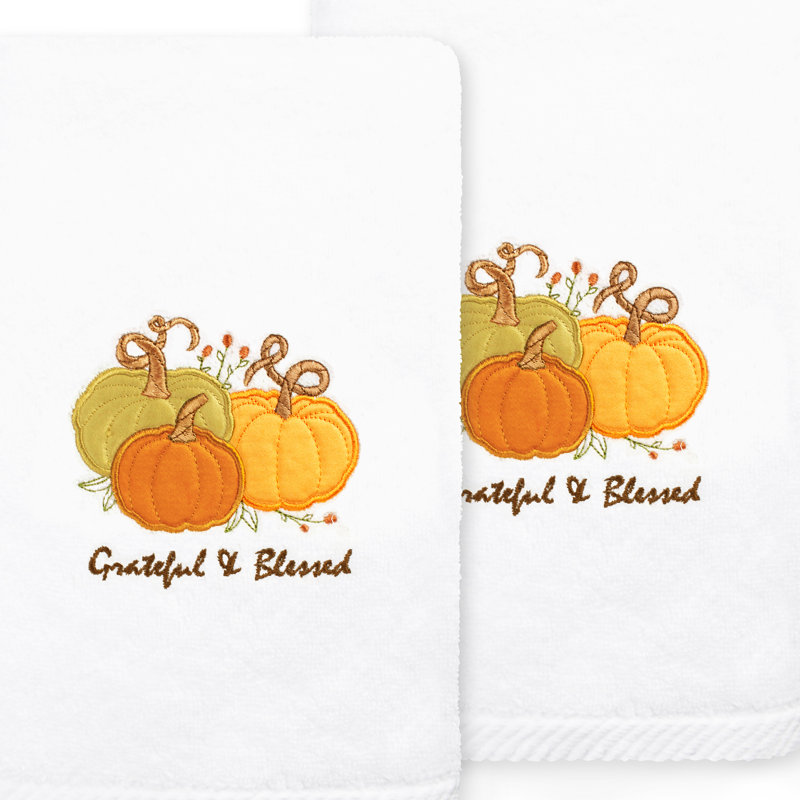  Essuie-mains en coton Grateful & Blessed, Blanc