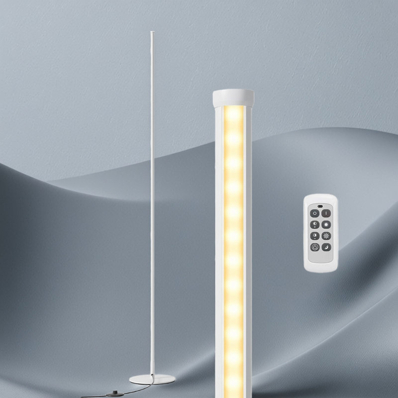 LED Corner Floor Lamp With Remote Control, Dimmable Standing Lamp For Living Room, Bedroom, Home Office, 7 Color Temperature Adjustable, Minimalist Design