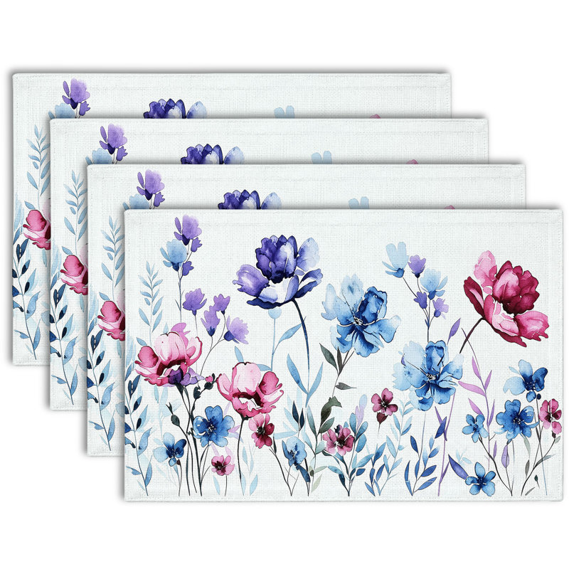 4-Piece Polyester Rectangle Dining Table Placemat